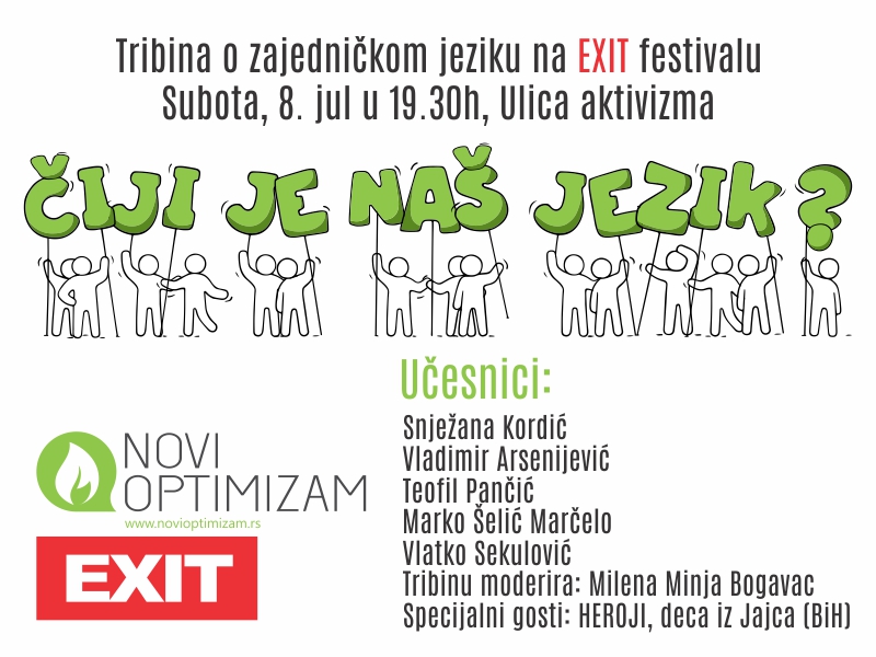 KAKO SAM POTPISALA DA NISAM POLIGLOTA? Tribina "Čiji je NAŠ jezik?" na EXIT festivalu 1 ciji je nas jezik WEB slika