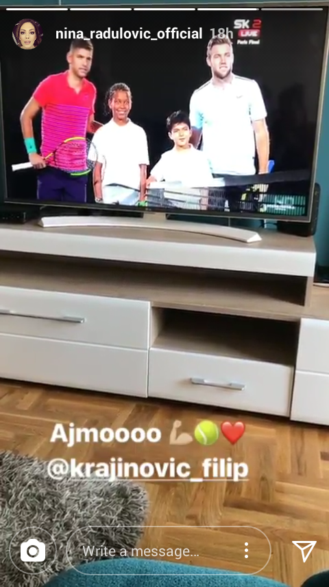 NIJE POMOGLO: Nina Radulović vatreno bodrila dečka Filipa Krajinovića u finalu! 1 Screenshot 2017 11 06 09 00 37