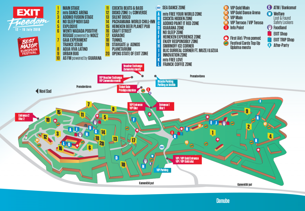 SRBIJA IMA EVROPSKOG ŠAMPIONA: EXIT uz lepo vreme dočekuje rekordnih 55.000 turista 2 Mapa festivala1