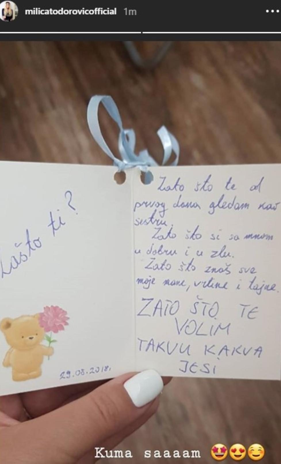 NAJBOLJI PRIJATELJI, A USKORO I KUMOVI: Milica Todorović naterala fanovima suze na oči porukom od Stevana Anđelkovića! 1 1600887 screenshot 27 ff e1535982759597