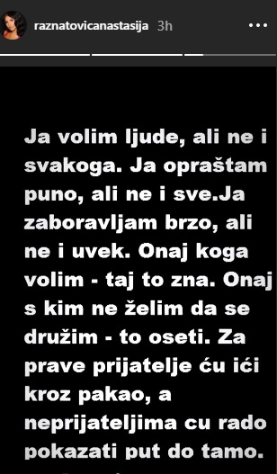 ANASTASIJA ZAINTRIGIRALA OBJAVOM: Za drage ljude idem kroz pakao, a neprijateljima pokazujem put do tamo 1 anastasija