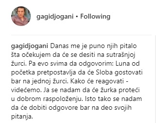 NADAM SE DA ĆE LUNA DOBITI ODGOVORE: Gagi se oglasio povodom Slobinog gostovanja u "Zadruzi" 1 gagi