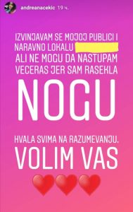 ZBOG POVREDE OTKAZALA NASTUP U BUDVI: Andreana Čekić potukla se u hotelskoj sobi sa dečkom?! 1 Andreana Čekić 1
