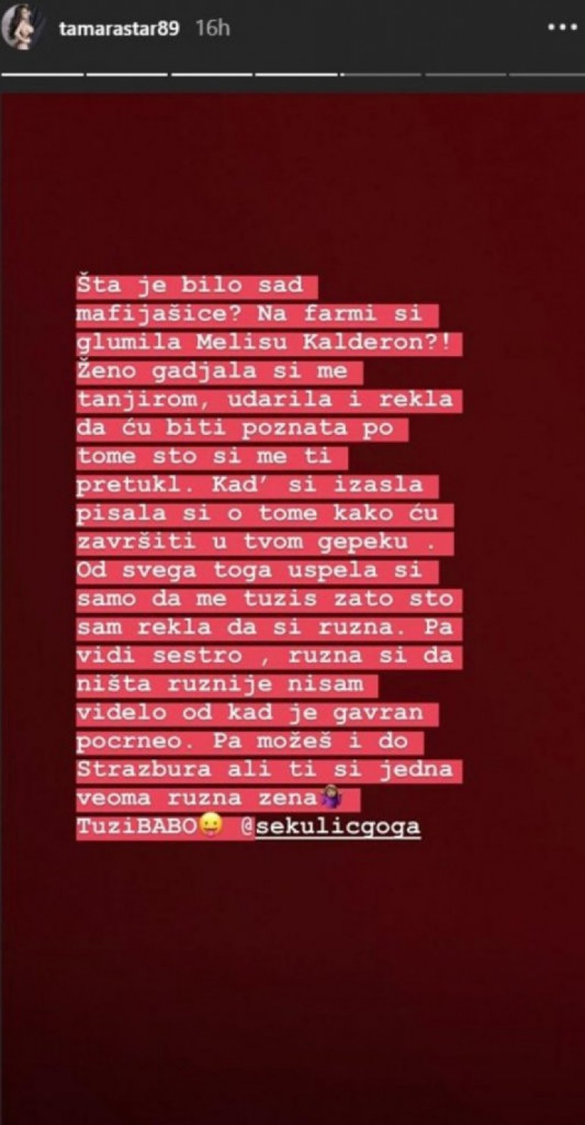 ŠTA JE BILO, MAFIJAŠICE?! Nastavlja se rat Tamare Đurić i Goge Sekulić 1 tamara djuric