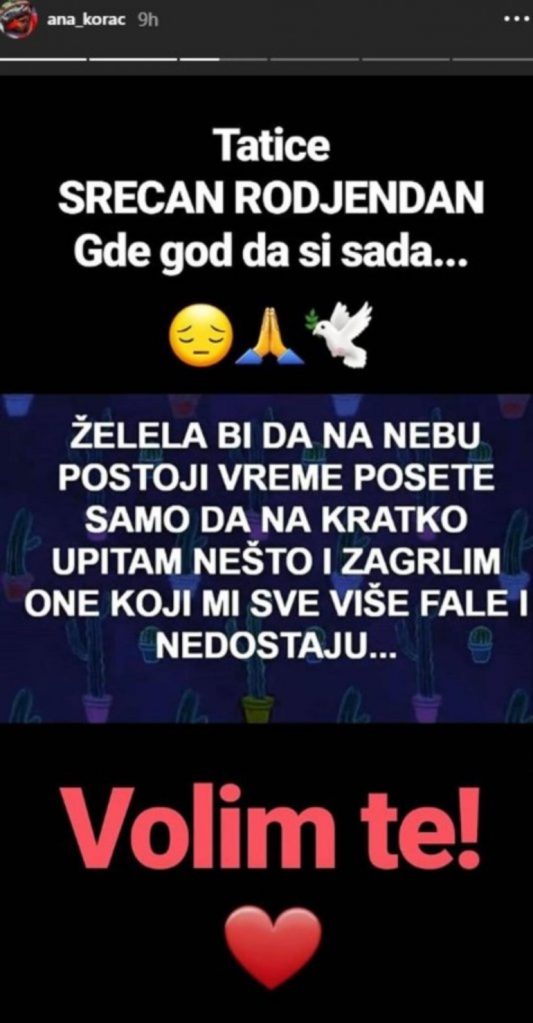 TATICE, SREĆAN ROĐENDAN, GDE GOD DA SI SADA: Ana Korać prisetila se pokojnog oca 1 ana korac 1