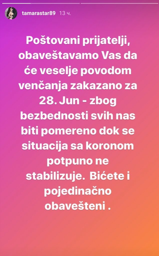 IZ BEZBEDNOSNIH RAZLOGA: Tamara Đurić otkazala venčanje (FOTO) 1 Tamara Đurić
