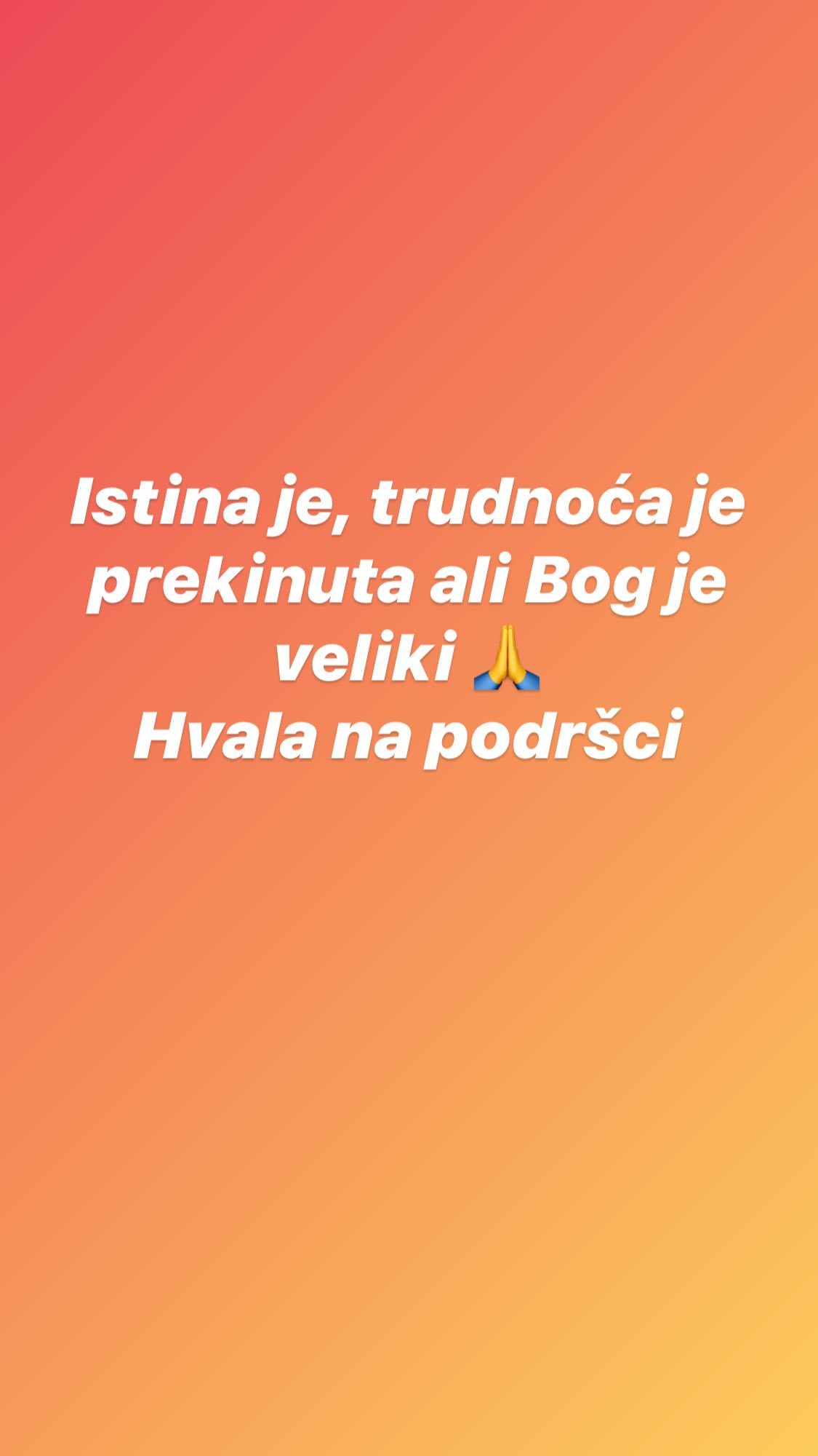BOG JE VELIKI, HVALA VAM NA PODRŠCI: Tamara Đurić izgubila bebu 1 InstaStories CCwhryus8D6