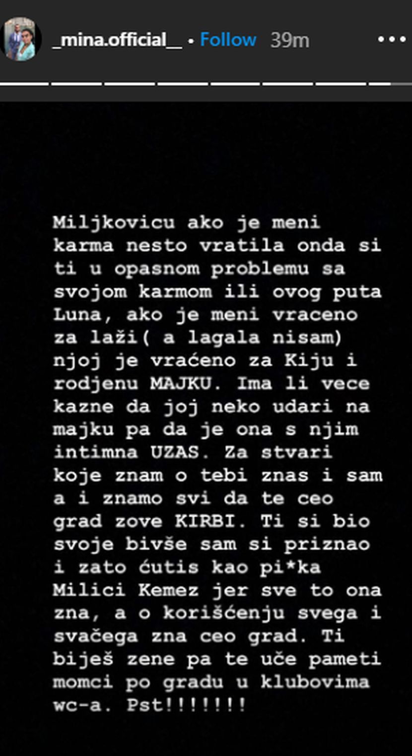 TI BIJEŠ ŽENE, U OPASNOM SI PROBLEMU: Mina Vrbaški osula paljbu po Marku Miljkoviću (FOTO) 1 mina 1