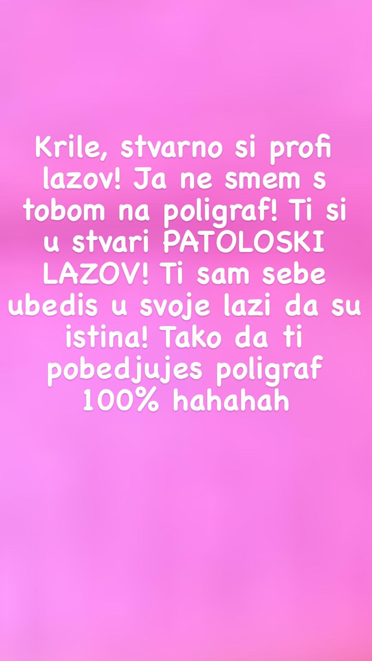 ČEMU OVA LAŽNA SLIKA DA VOLIŠ SVOJU ŽENICU, TEBI NIŠTA NIJE SVETO: Rat između Stanije Dobrojević i Kristijana Golubovića ne prestaje (FOTO) 2 stana 2