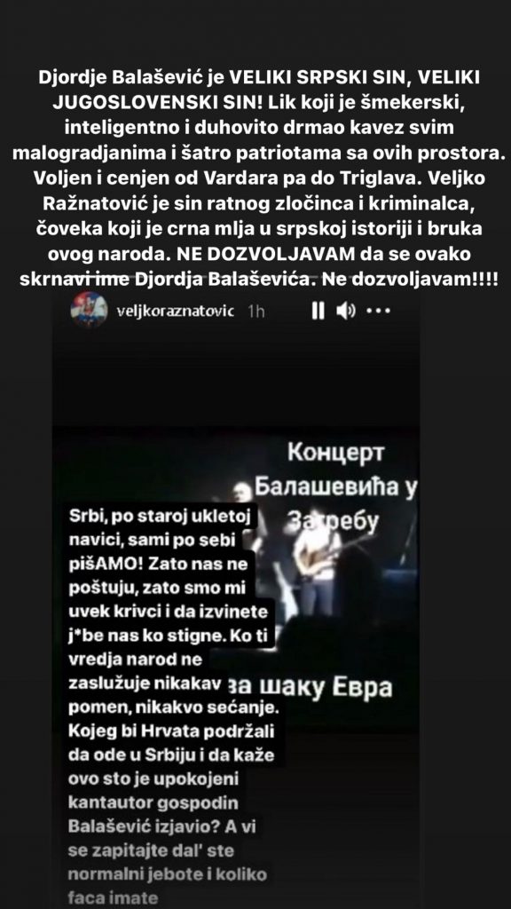 NE DOZVOLJAVAM DA SE OVAKO SKRNAVI IME ĐORĐA BALAŠEVIĆA: Jelena Karleuša žestoko odbrusila Veljku Ražnatoviću! (FOTO) 1 InstaStories CLjQ1gzBAJC