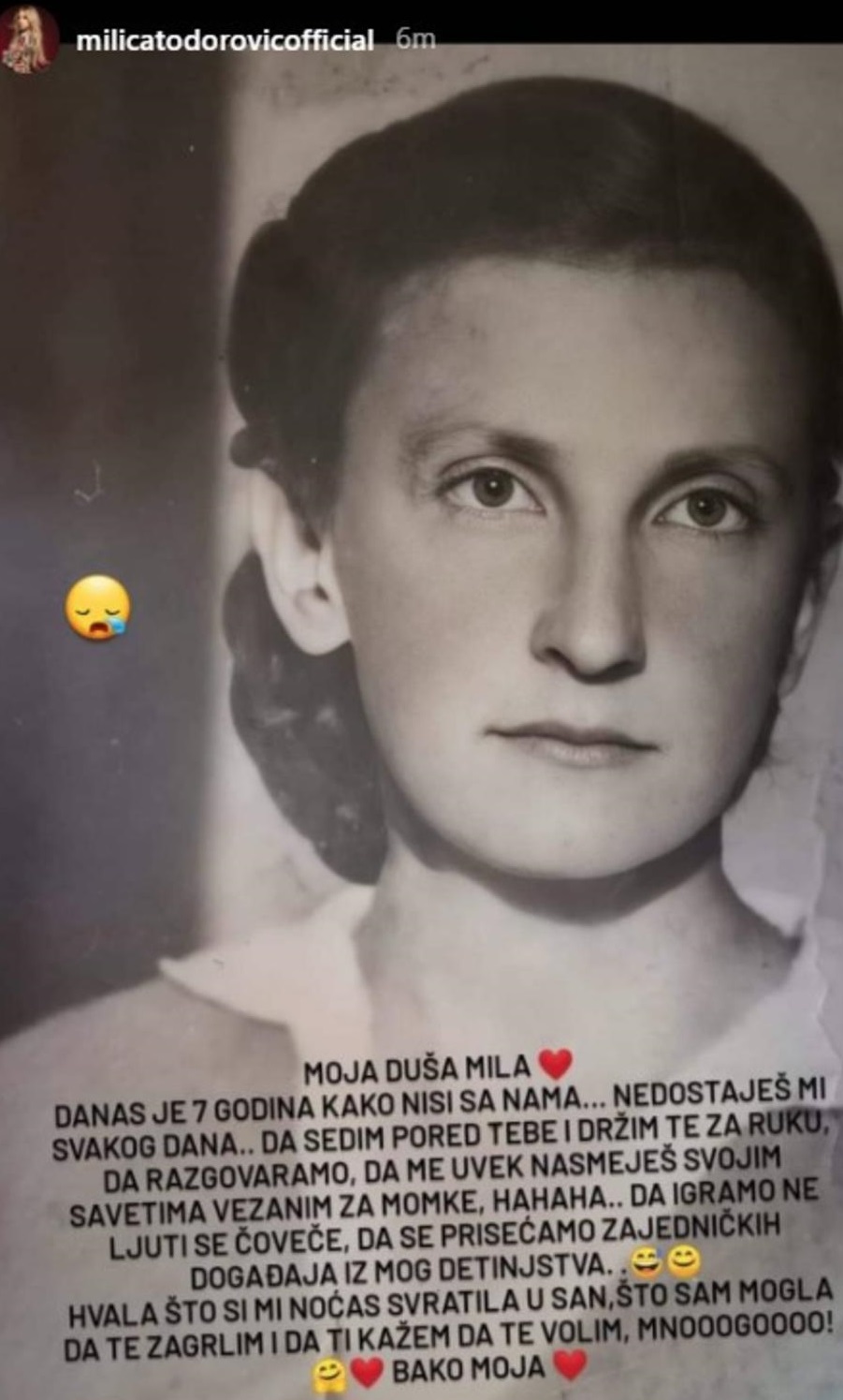 MOJA DUŠA MILA, HVALA ŠTO SI MI SVRATILA U SAN: Milica Todorović prisetila se pokojne bake i rastužila pratioce (FOTO) 1 milica todorovic