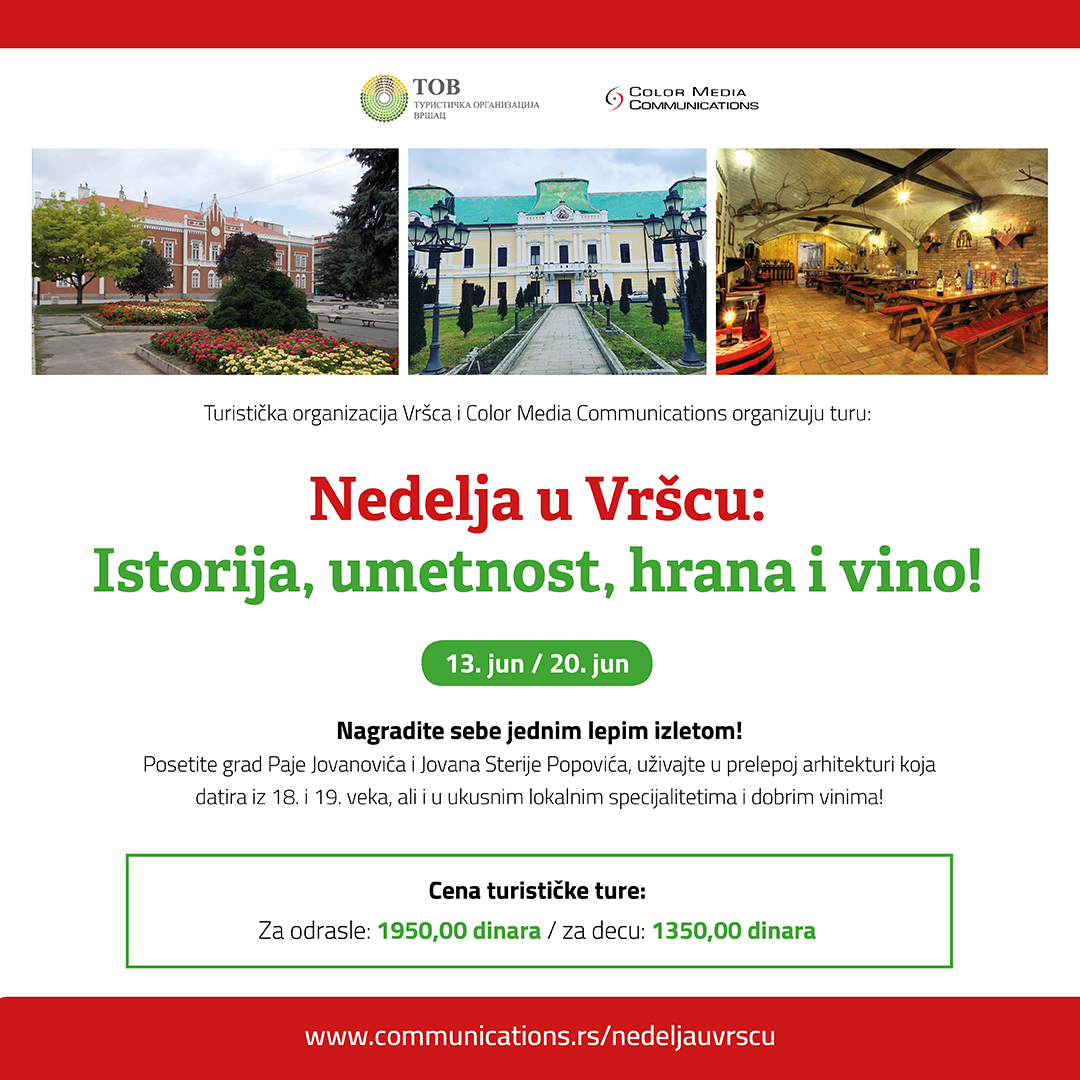 Prijavite se za turu "Nedelja u Vršcu: Istorija, umetnost, hrana i vino!" 1 Nedelja u Vrscu FbIg post