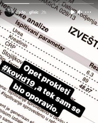 OPET PROKLETI KOVID, A TEK SAM SE OPORAVIO: Dado Glišić ponovo zaražen koronavirusom 1 dado glisic 2