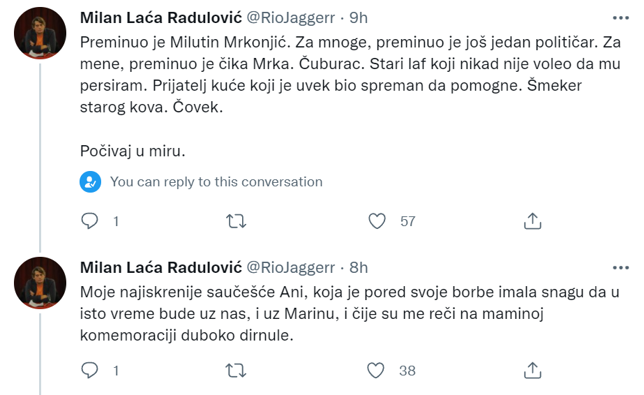 PRIJATELJ KOJI JE UVEK BIO SPREMAN DA POMOGNE: Milan Laća Radulović oprostio se dirljivom porukom od Milutina Mrkonjića i pružio podršku Ani Bekuti (FOTO) 1 milan laca