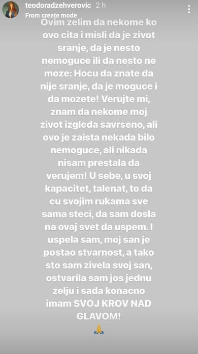 MOJ SAN JE POSTAO STVARNOST: Teodora Džehverović kupila stan u Beogradu 2 teodora 1
