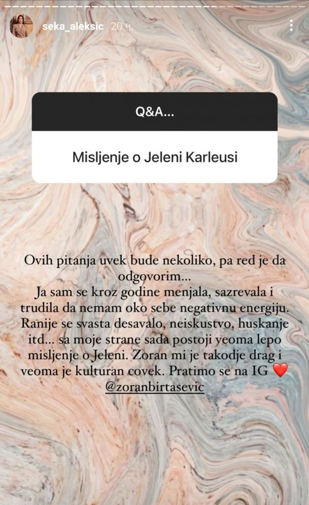 Seka Aleksić objava