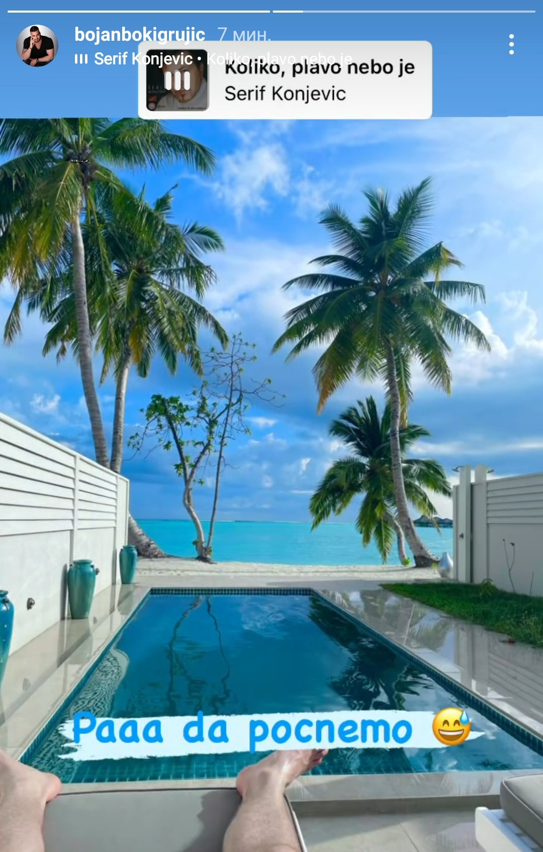 ODMOR IZ SNOVA: Mia Borisavljević i Bojan Grujić otputovali na Maldive (VIDEO) 1 Bojan Grujic objava 2