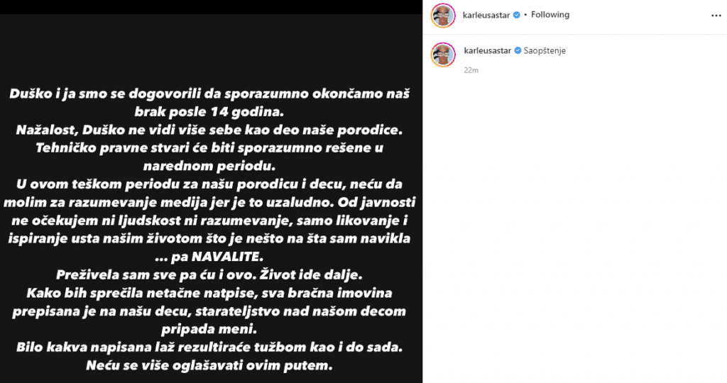 Jelena Karleusa razvod