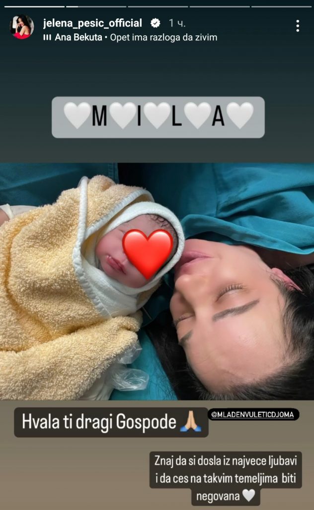 STIGLA MILA: Porodila se Jelena Pešić (FOTO) 1 Jelena Pesic objava