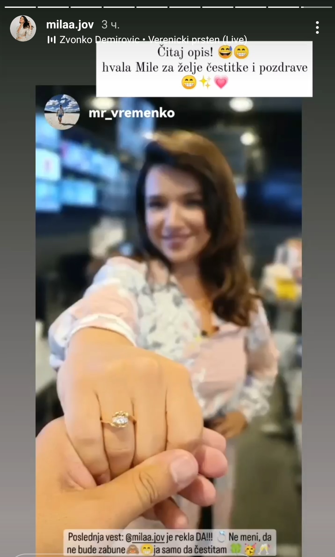 REKLA JE DA: Udaje se voditeljka Milica Jovanović (FOTO) 2 Milica Jovanovic objava 2