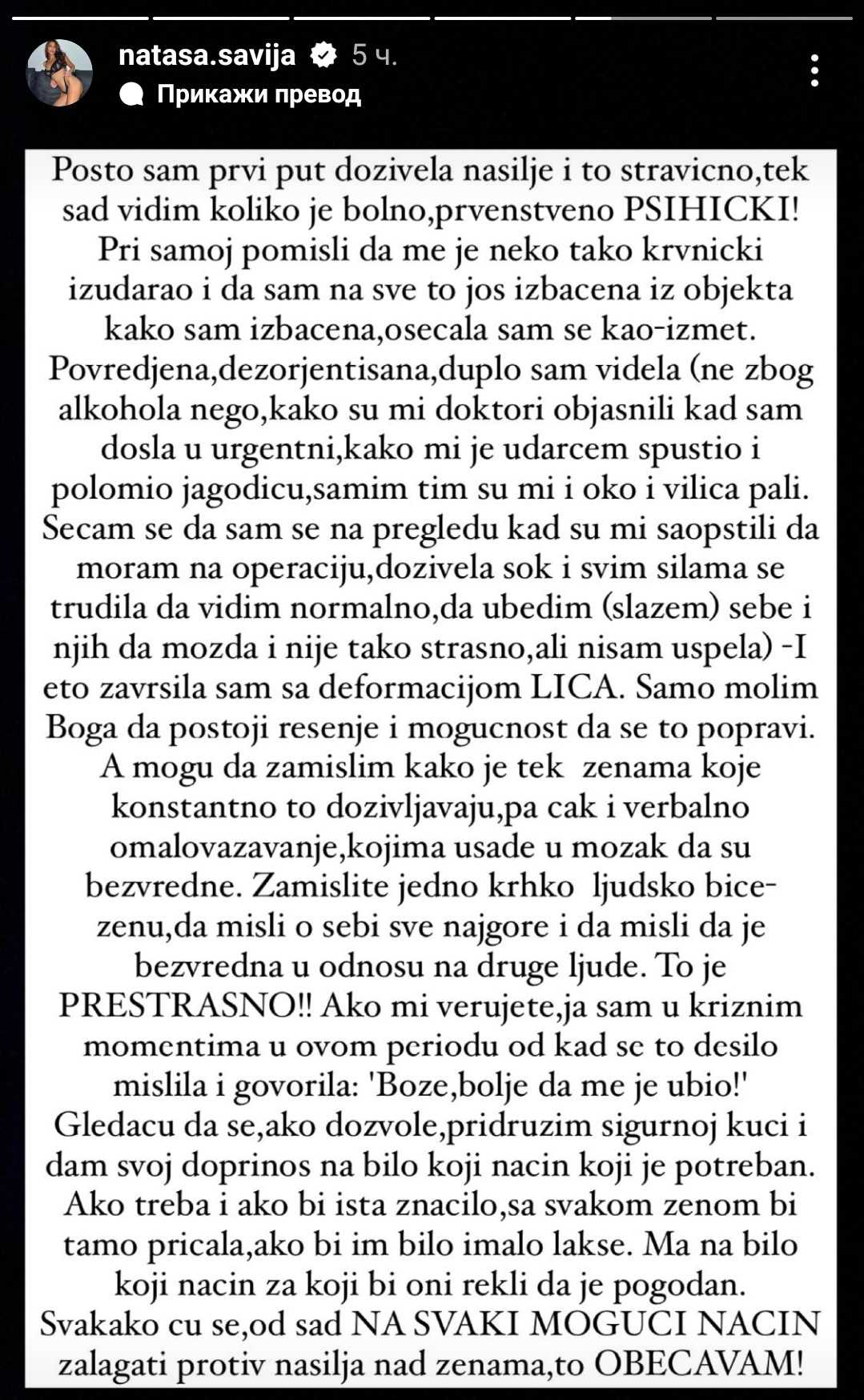 LICE MI JE DEFORMISANO, MOLIM BOGA DA DOKTORI TO REŠE: Nataša Šavija otkrila nove detalje zdravstvenog stanja (FOTO) 1 Natasa Savija objava 1